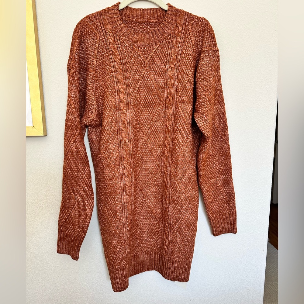 Brown Cableknit Sweater Dress